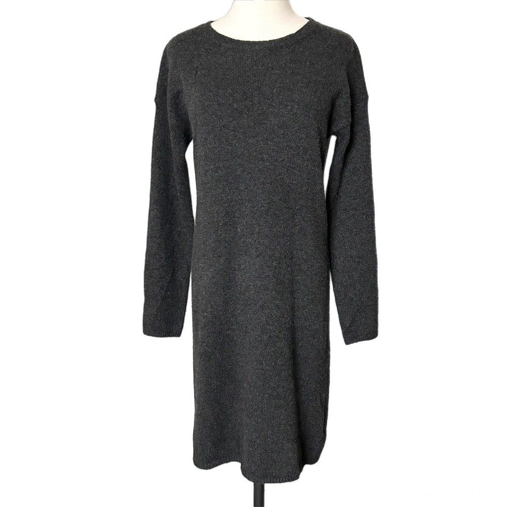 360 Cashmere Daniella 100% Cashmere Long Sleeve V-Back Sweater Dress Gray Small - Picture 3 of 9